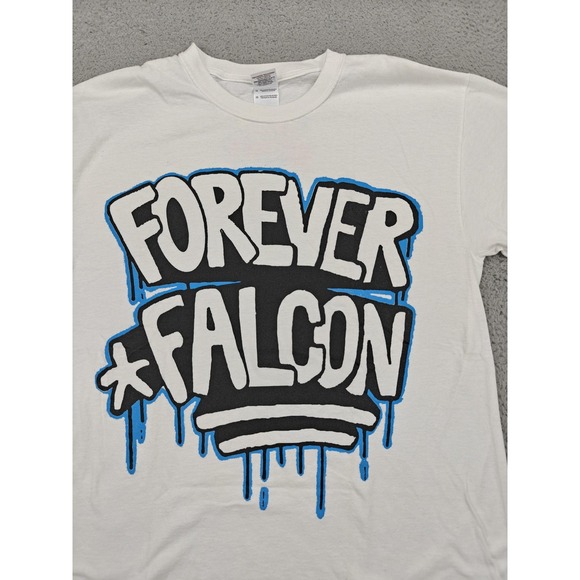 Forever Falcon Shirt Mens Large White Graphic Tee Open Minded Gildan Cotton - Picture 2 of 11